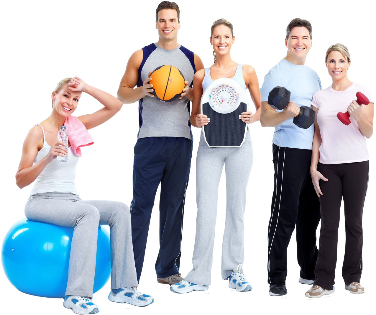 Fitness Group Various Exercise Equipment PNG Image