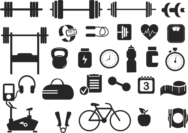 Fitness Icons Collection PNG Image