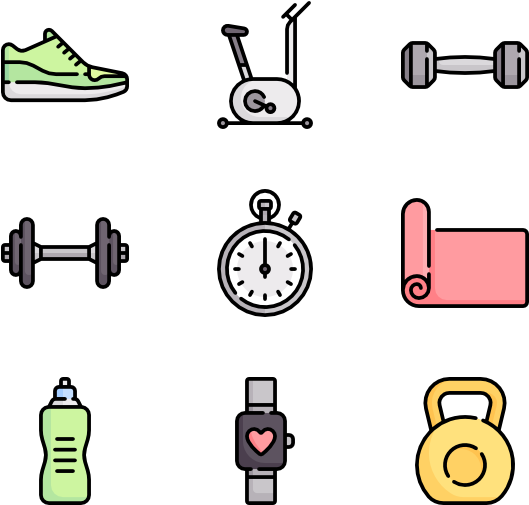 Fitness Icons Collection PNG Image