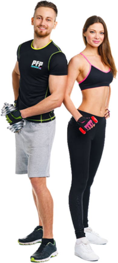 Fitness Partners Posingfor Gym Promotion PNG Image