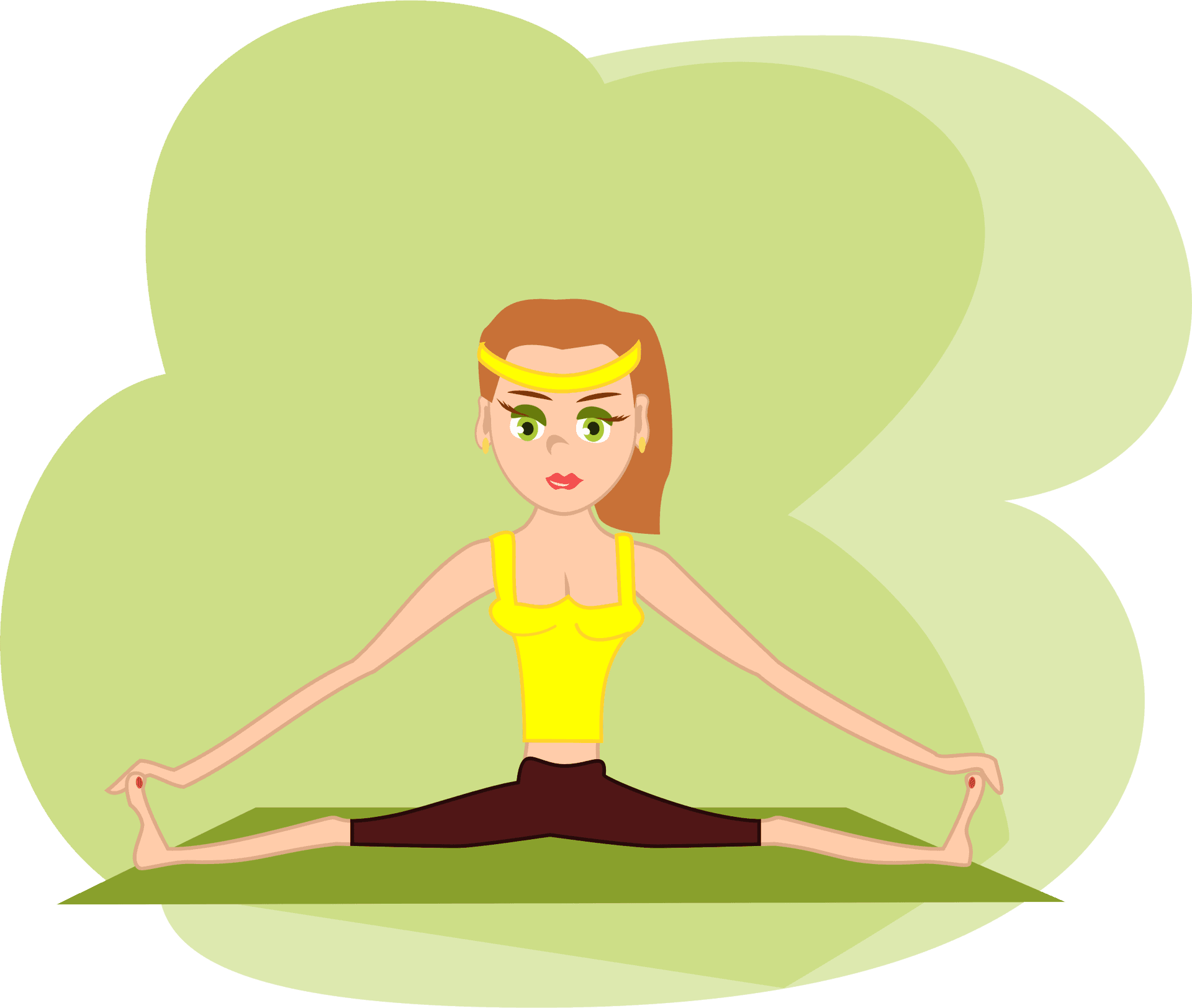 Fitness Yoga Straddle Stretch Illustration PNG Image