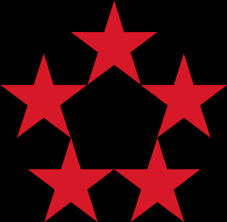 Five Red Stars Black Background PNG Image