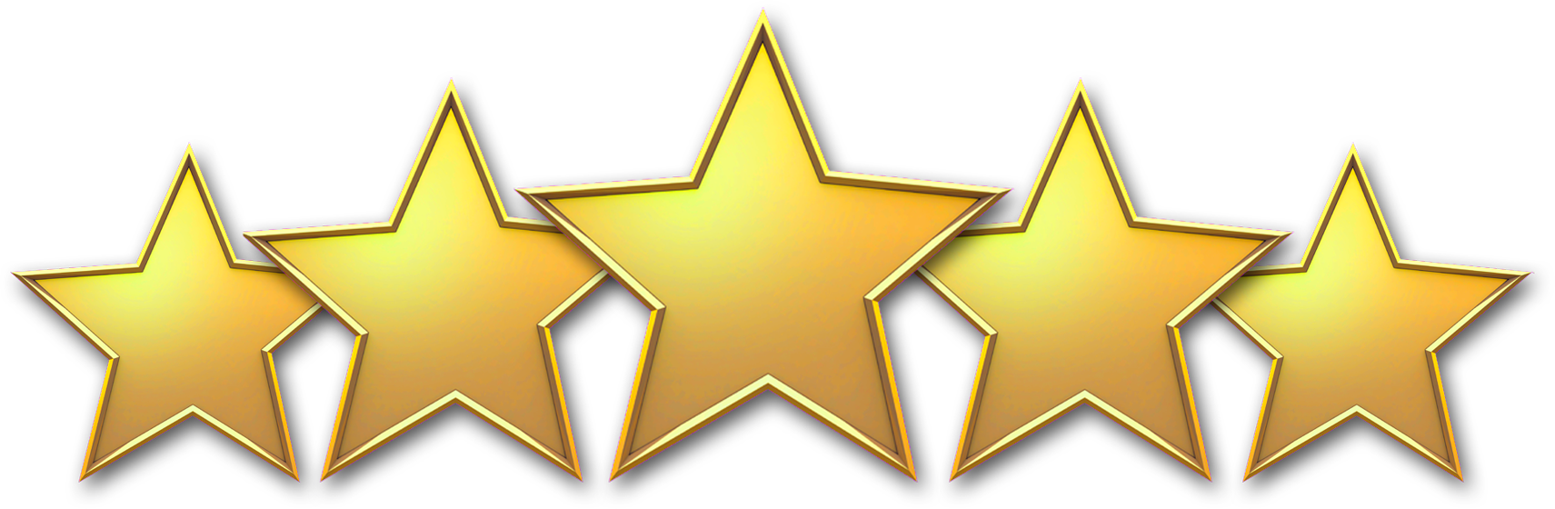 Five Star Rating Golden Graphic PNG Image