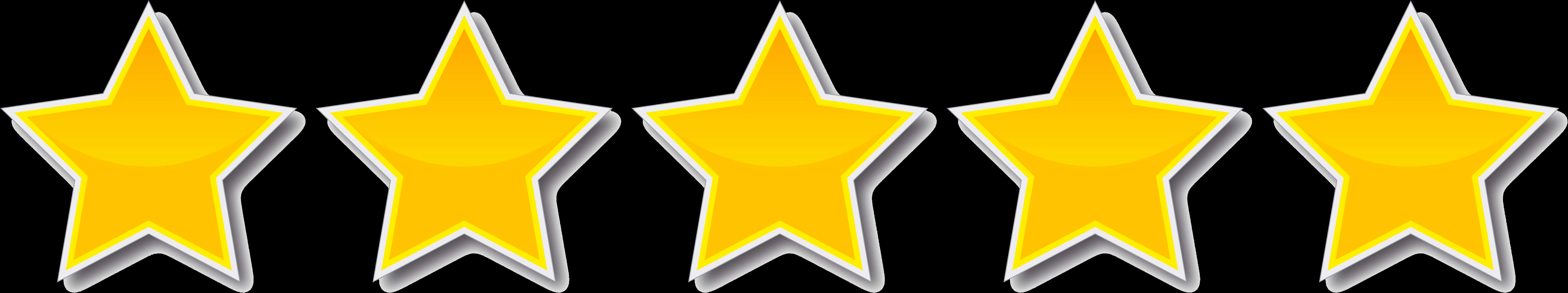 Five Star Rating Golden Illustration PNG Image