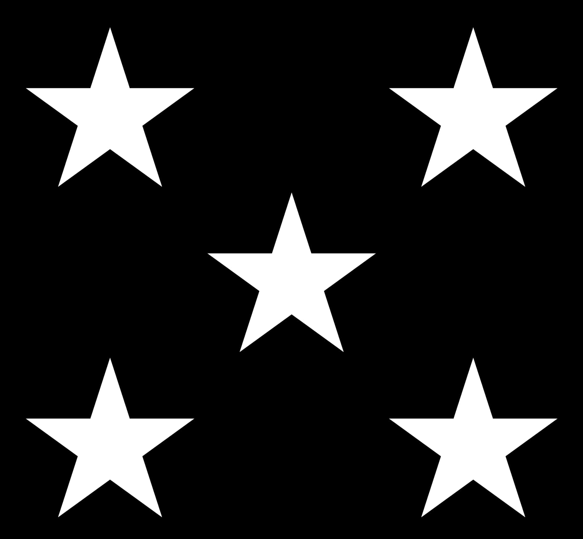 Five White Stars Black Background PNG Image