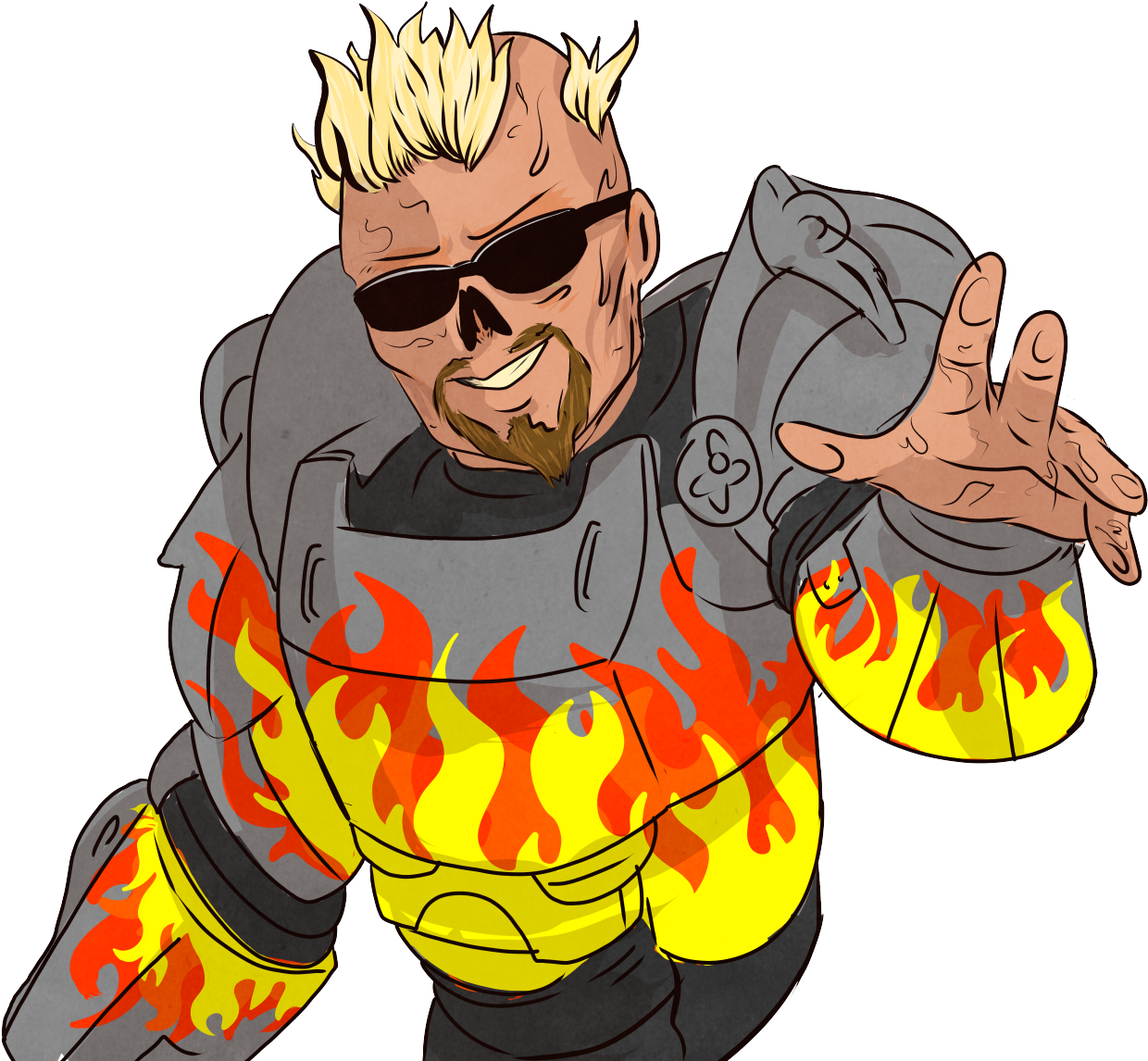 Flame Armed Cartoon Character PNG Image