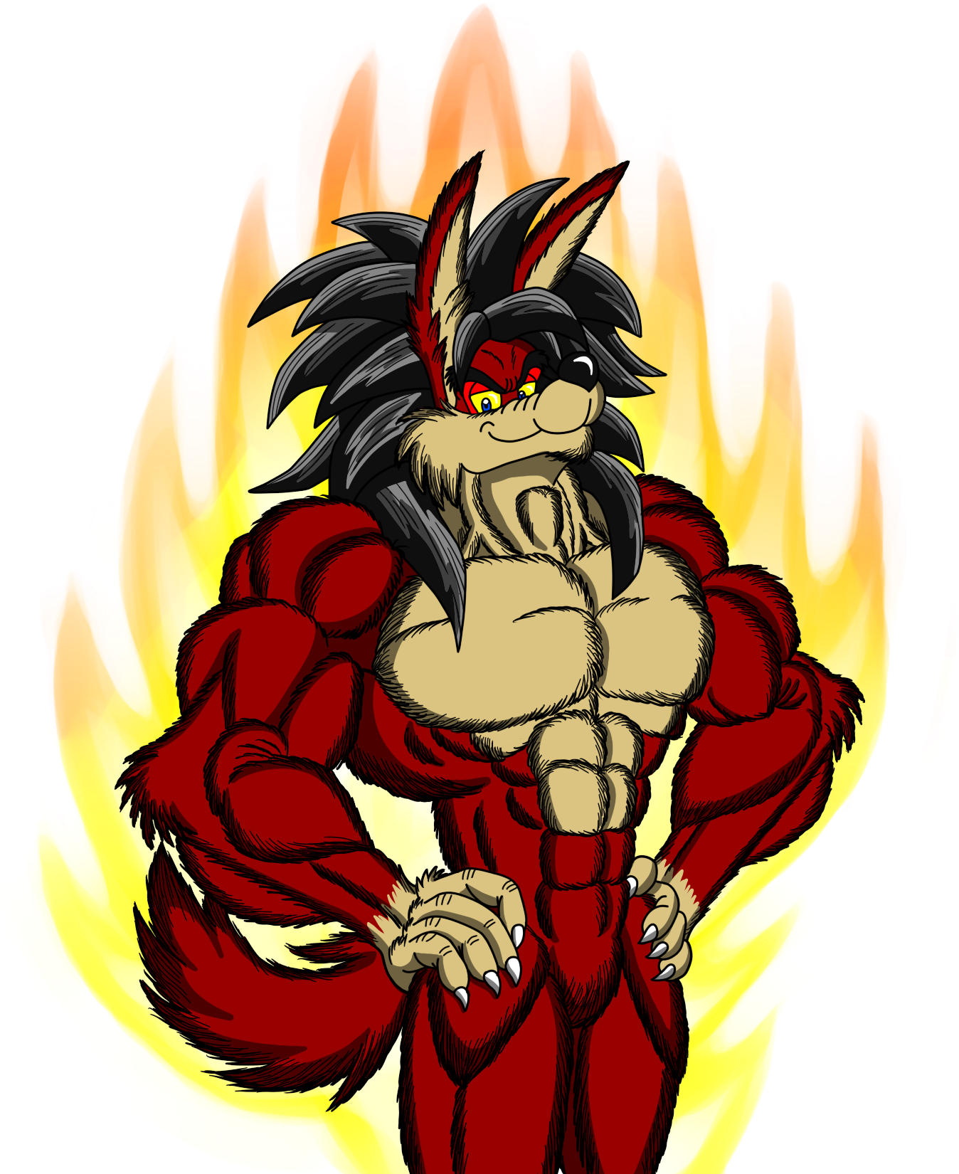 Flaming_ Anthro_ Coyote_ Character PNG Image