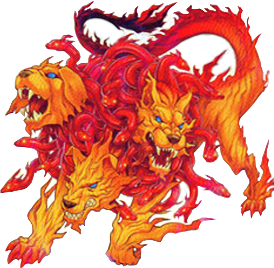 Flaming Cerberus Artwork PNG Image