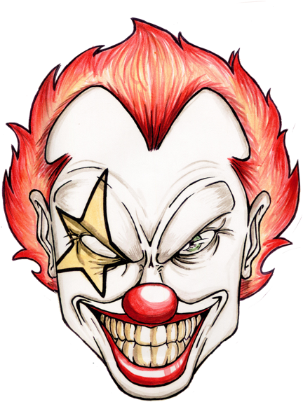 Flaming Hair Clown Illustration PNG Image