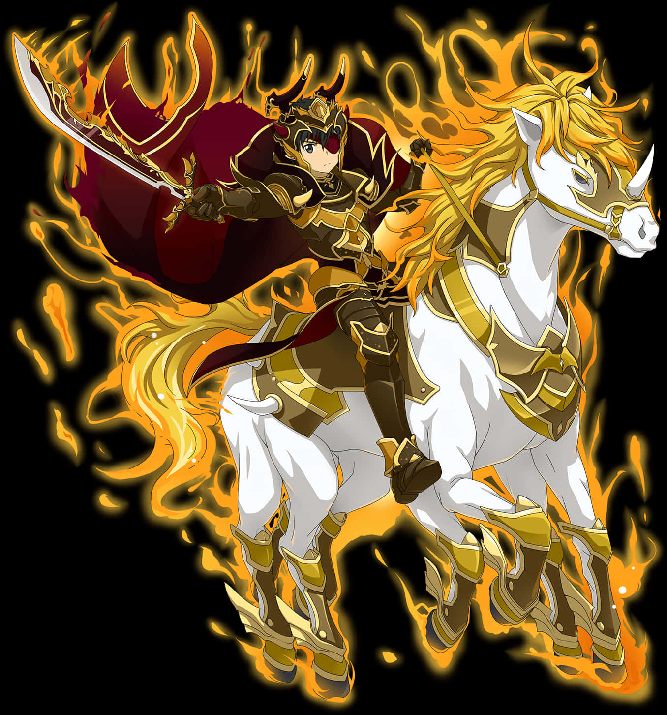 Flaming Knight Rider Artwork PNG Image