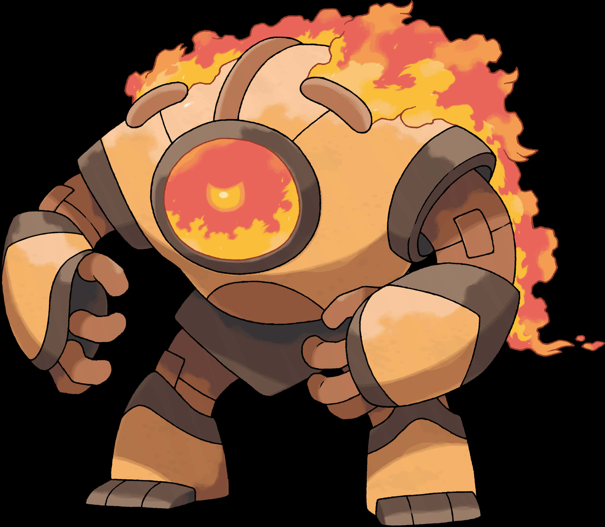 Flaming_ Legendary_ Pokemon_ Regirock PNG Image