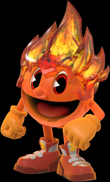 Flaming_ Pacman_ Character PNG Image