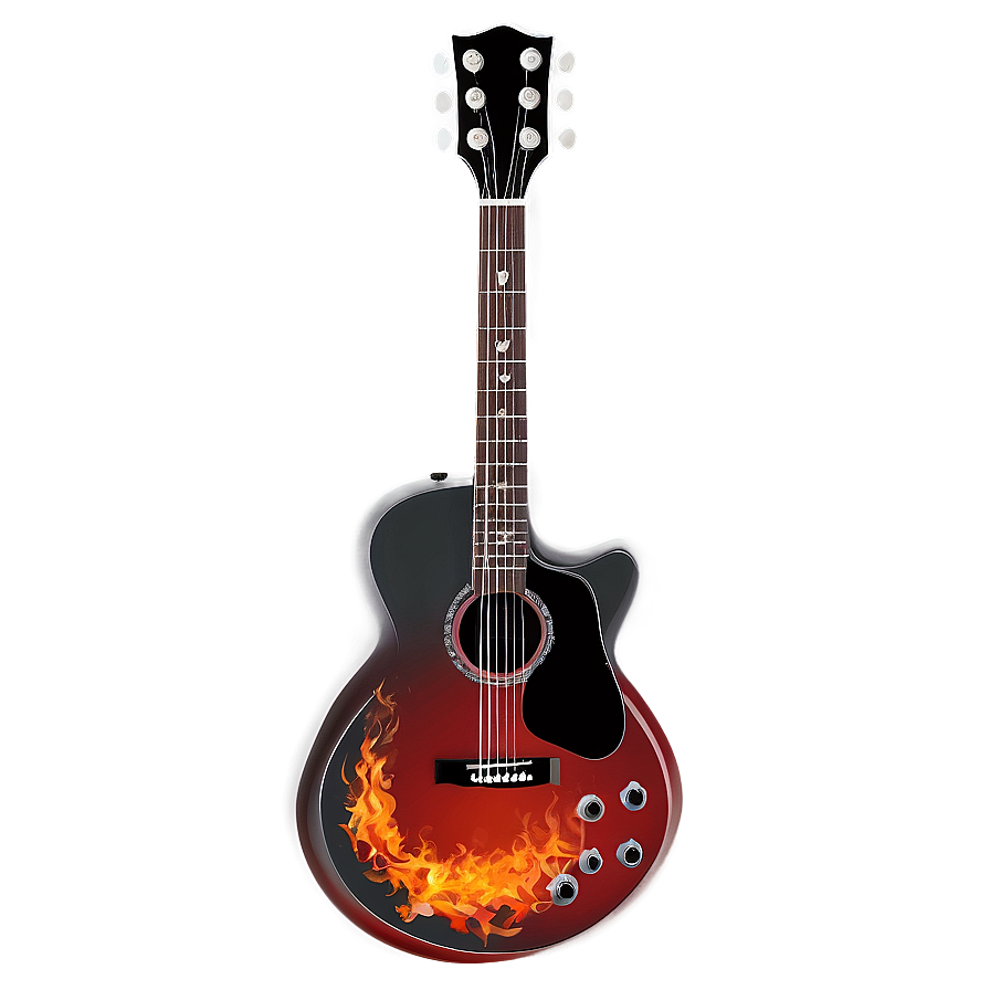 Flaming Red Guitar Png 36 PNG Image