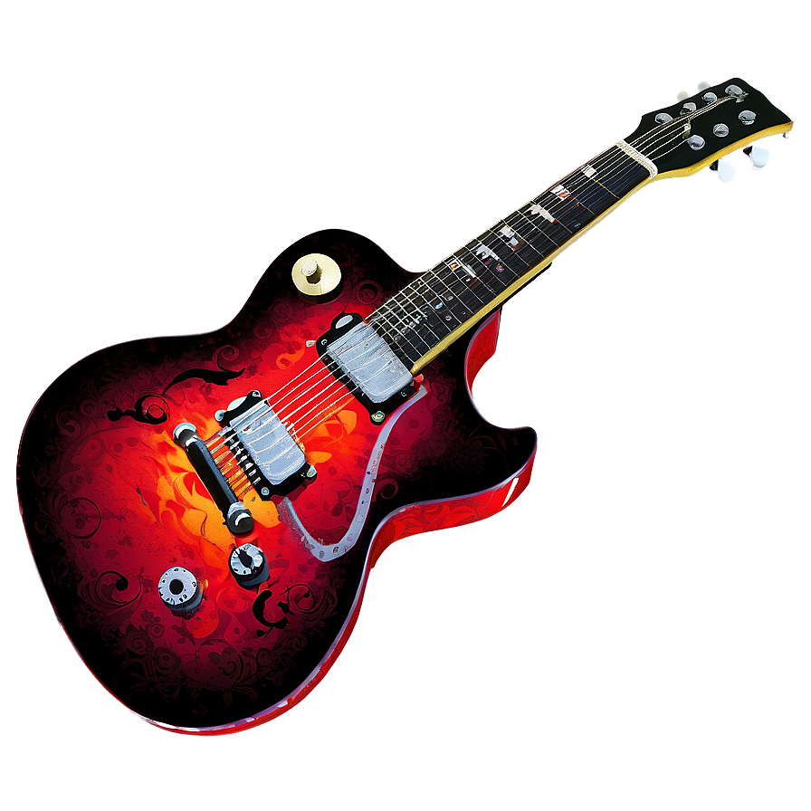 Flaming Red Guitar Png Sqj17 PNG Image