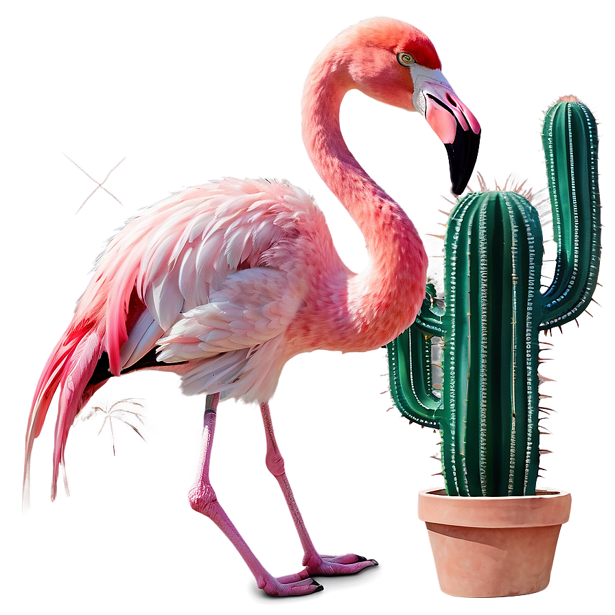 Flamingo And Cactus Desert Png 05062024 PNG Image