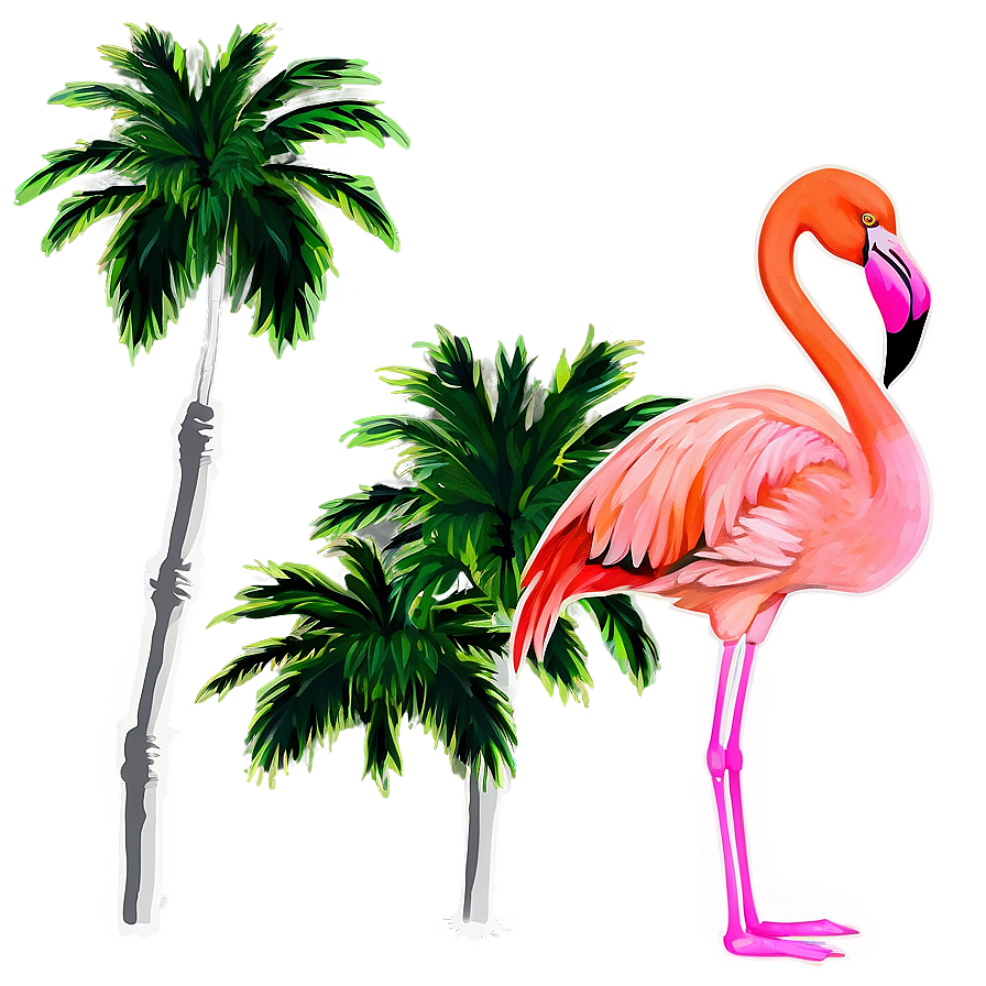 Flamingo And Palm Trees Png Mkn66 PNG Image