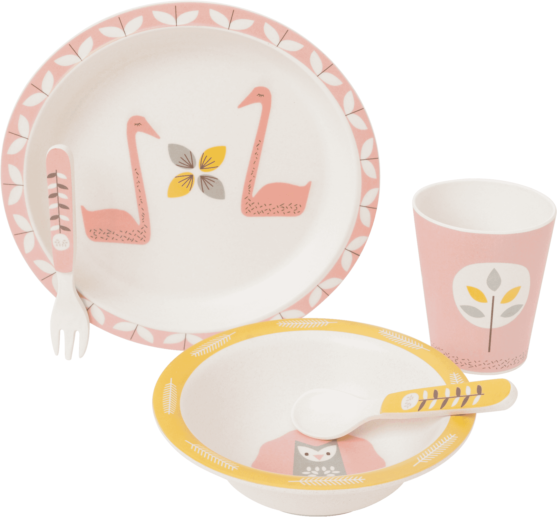 Flamingo Kids Dinnerware Set PNG Image