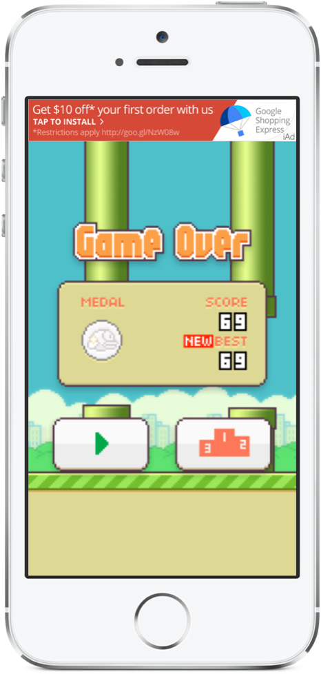 Flappy Bird Game Over Screen PNG Image