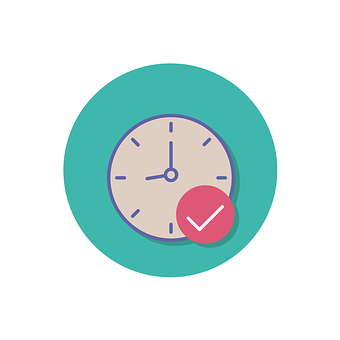 Flat Design Clock Icon PNG Image