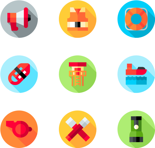 Flat Design Summer Icons PNG Image