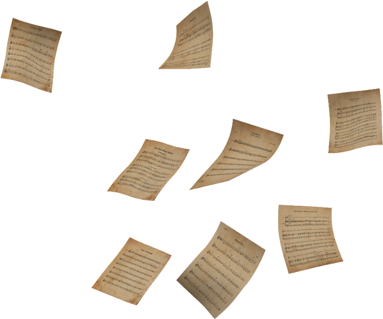 Floating Antique Music Sheets PNG Image