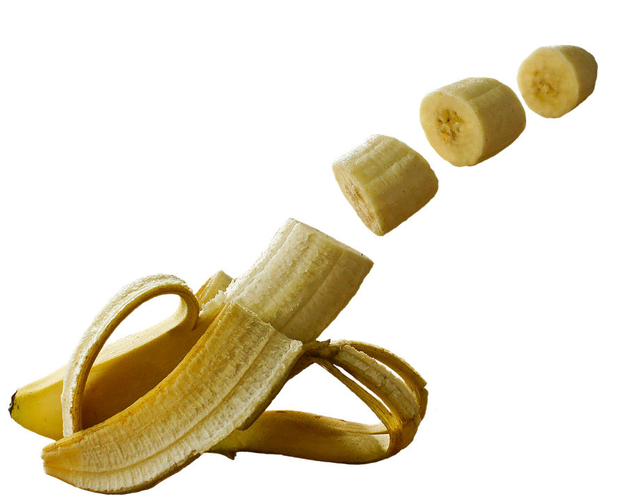 Floating Banana Slices PNG Image