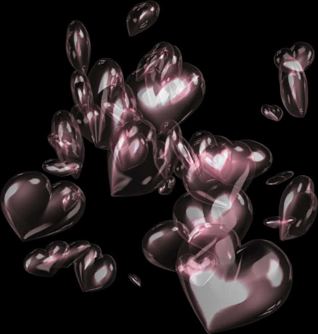 Floating Heartsin Darkness PNG Image