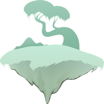 Floating Island Tree Silhouette PNG Image