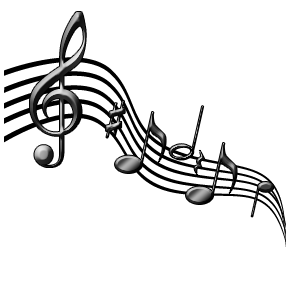 Floating Musical Notes Black Background PNG Image