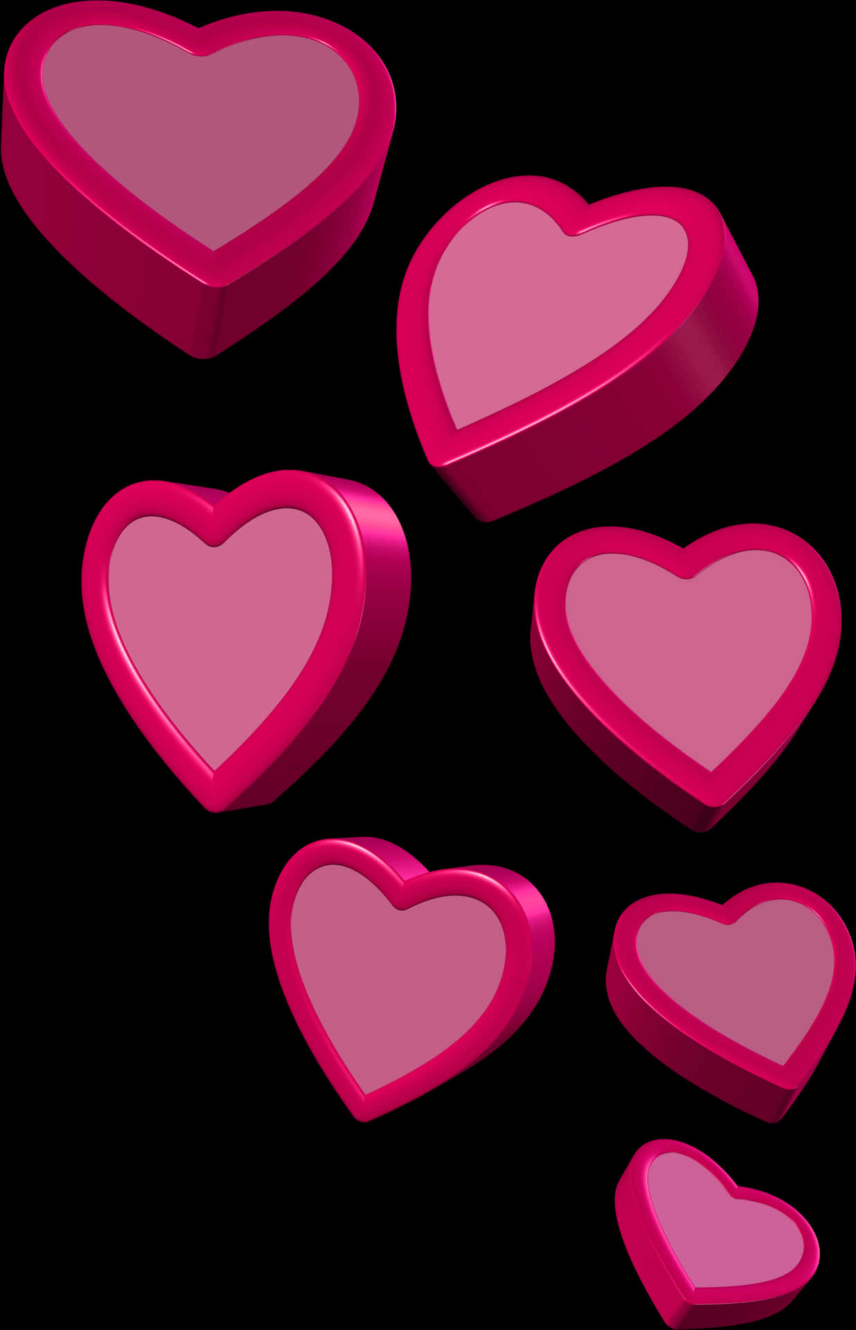 Floating Pink Hearts Clipart PNG Image