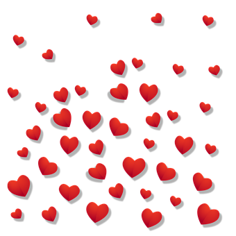 Floating Red Heartson Black Background PNG Image