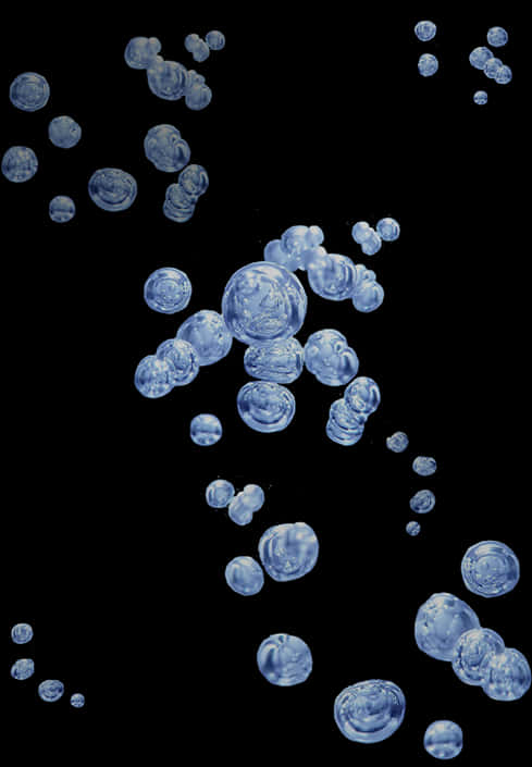 Floating Soap Bubbles Black Background PNG Image