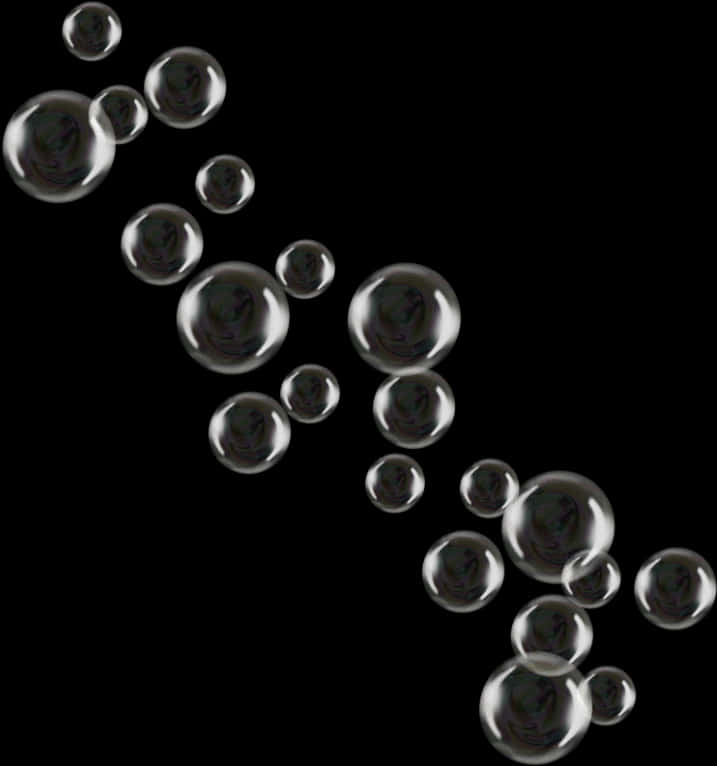 Floating Soap Bubbles Dark Background PNG Image