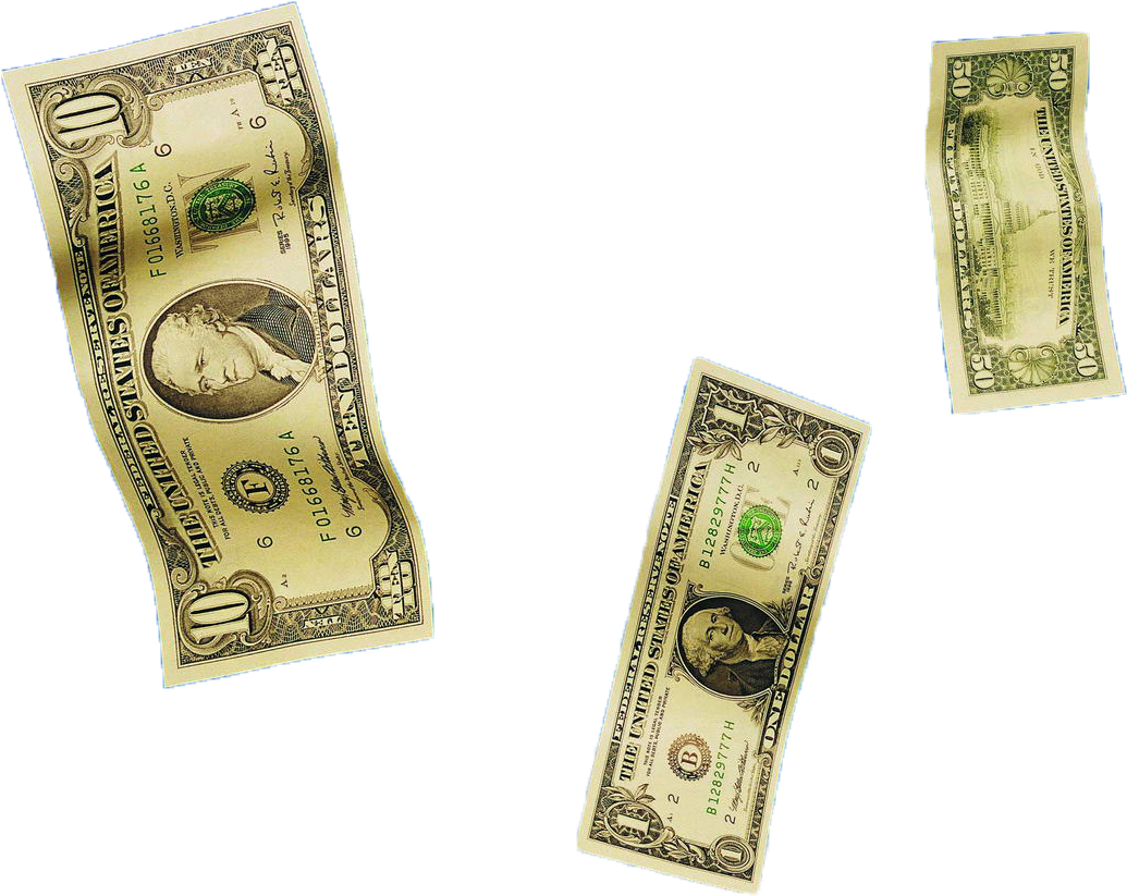 Floating U S Dollar Bills PNG Image