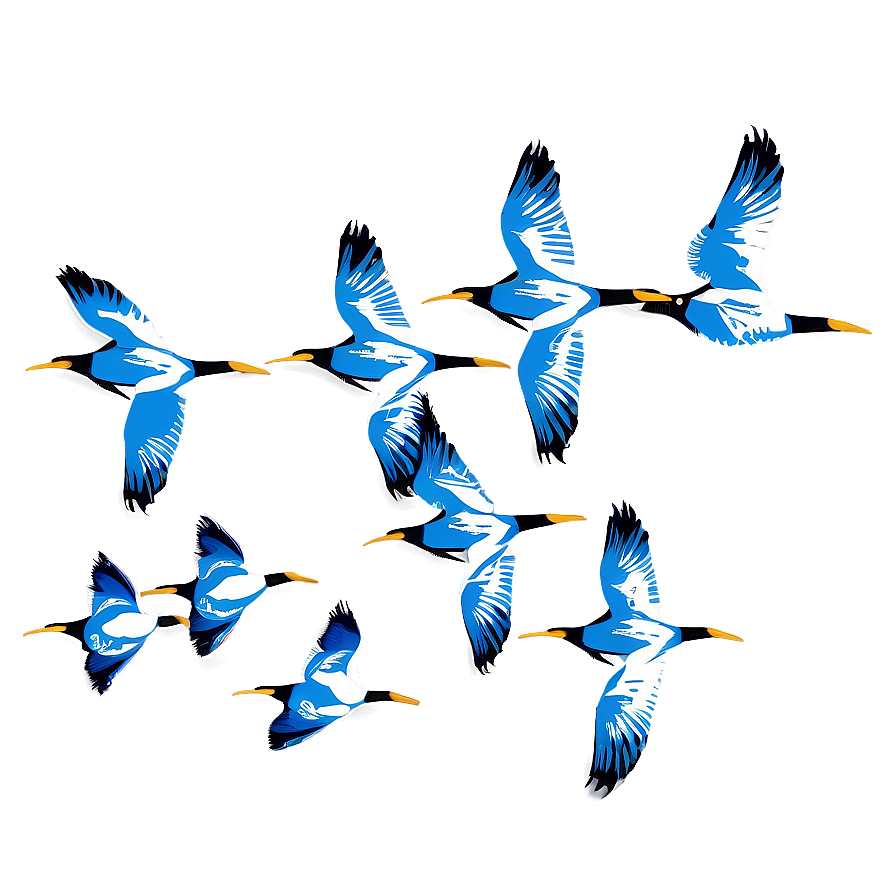 Flock Of Birds Flying Together Png Tkw PNG Image