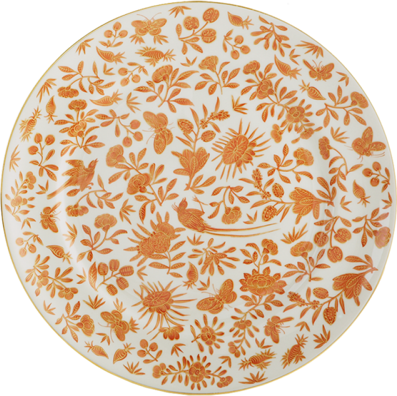 Floral Bird Pattern Plate PNG Image