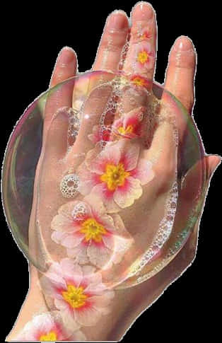 Floral Bubble Hand Overlay.png PNG Image