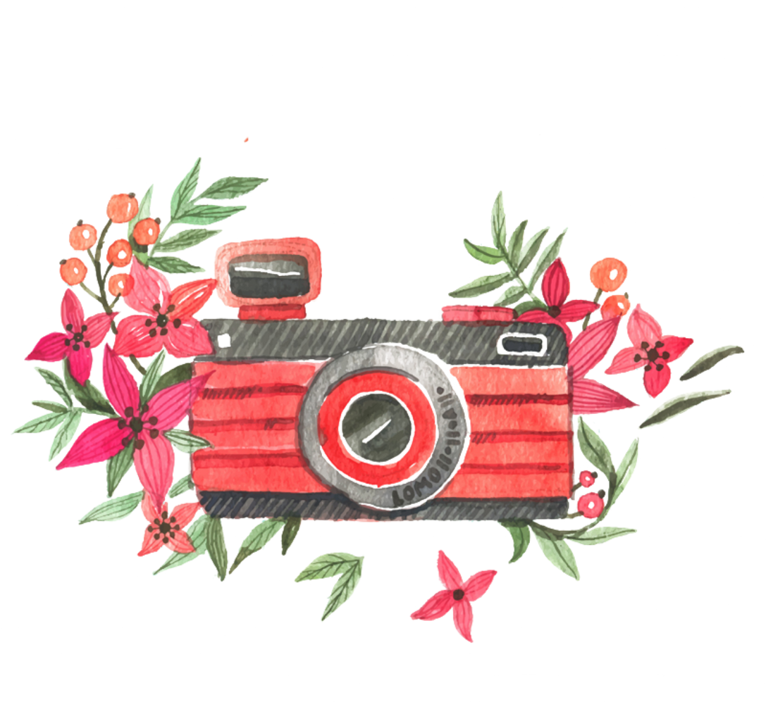 Floral_ Camera_ Watercolor_ Artwork.png PNG Image