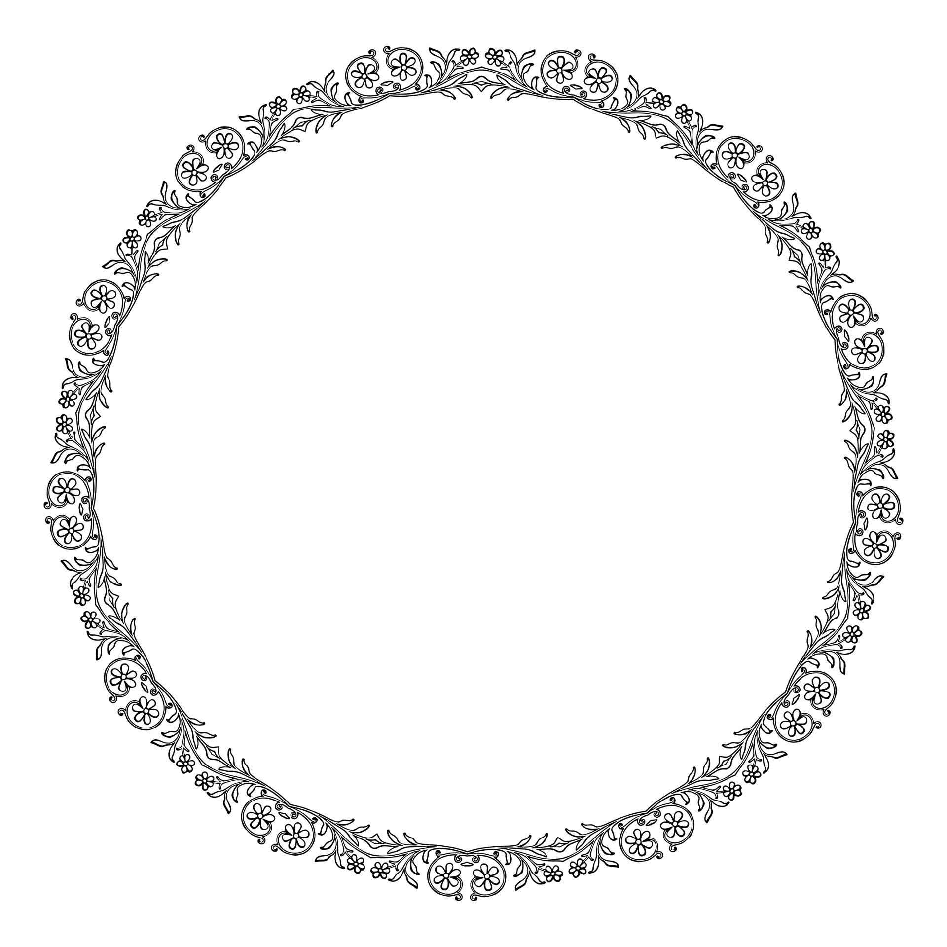 Floral Circle Frame Design PNG Image