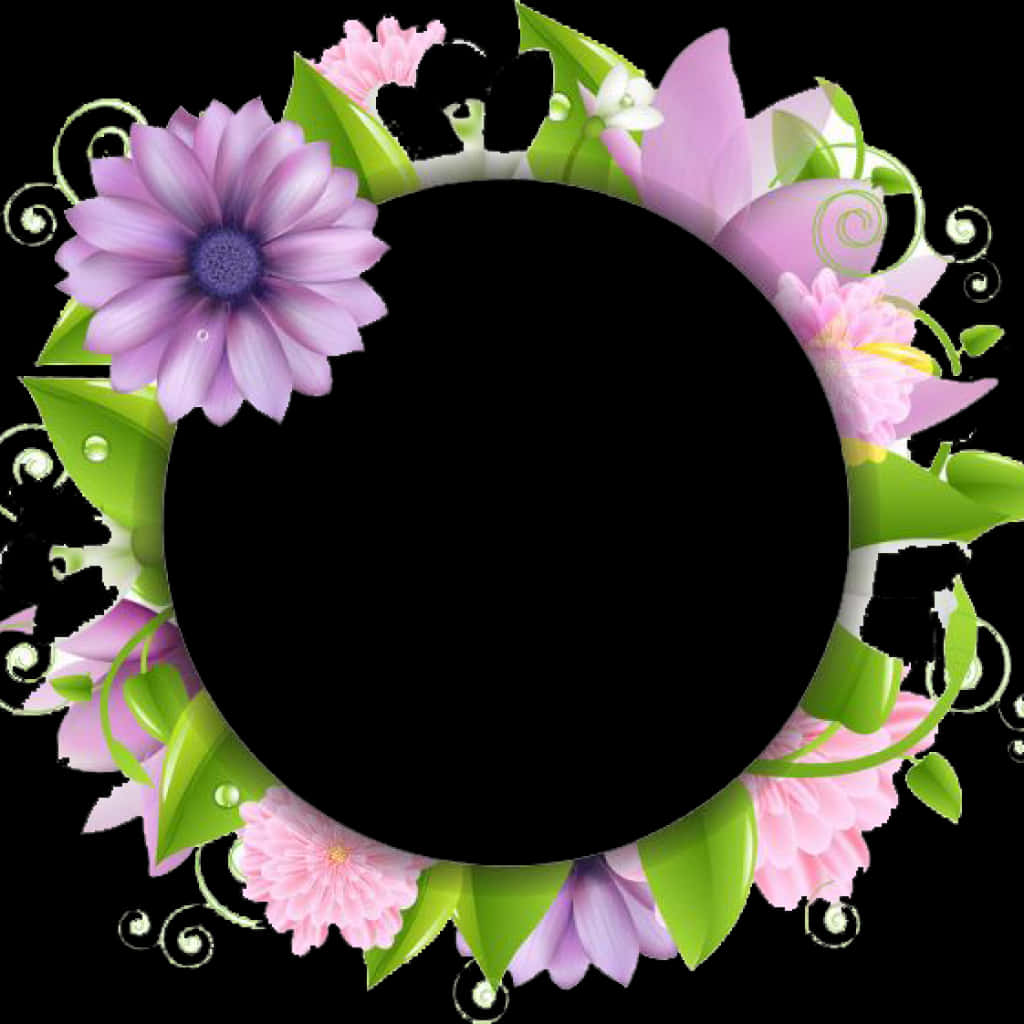 Floral_ Circle_ Frame_ P N G PNG Image