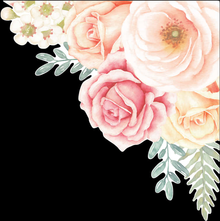 Floral_ Corner_ Bouquet_ Watercolor PNG Image