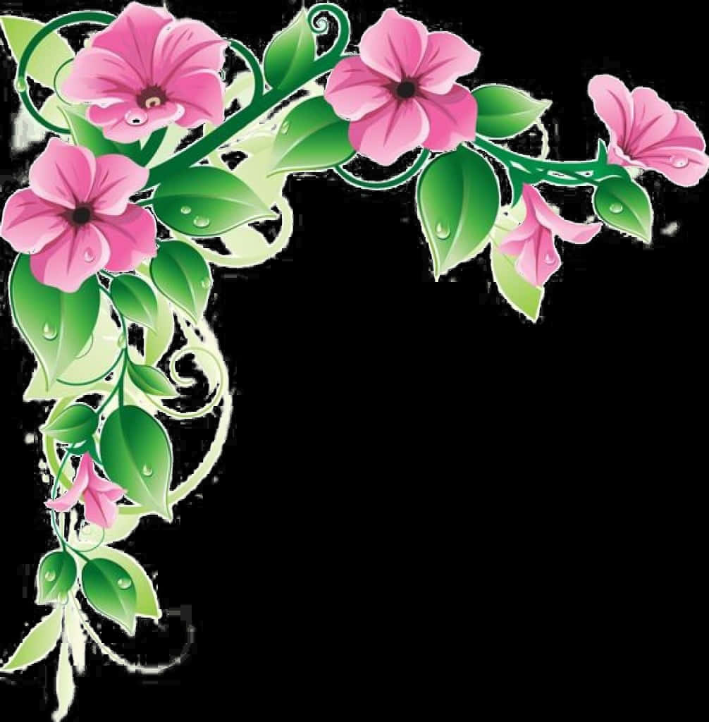 Floral Corner Design Graphic PNG Image