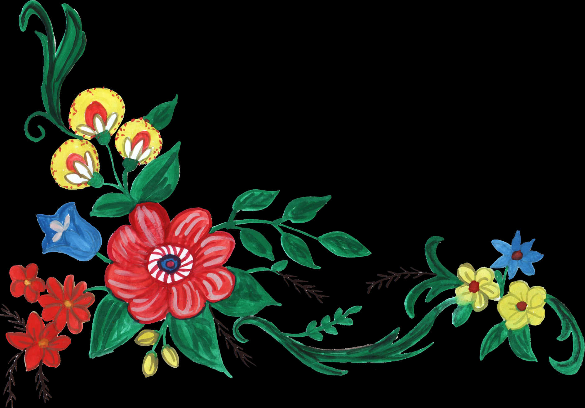 Floral_ Corner_ Design_ Illustration PNG Image