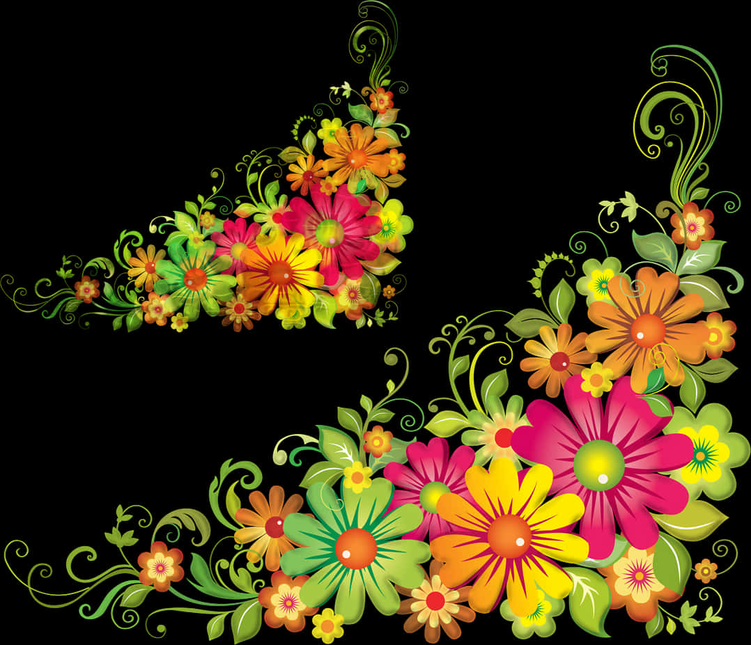 Floral_ Corner_ Design_ Vector PNG Image