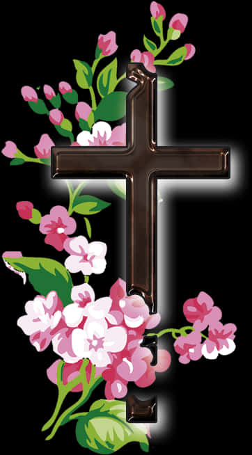 Floral Decorated Cross PNG Image