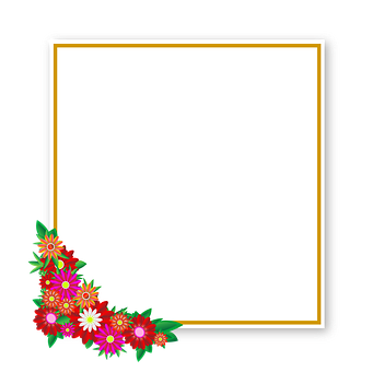 Floral Decorated Frame Template PNG Image