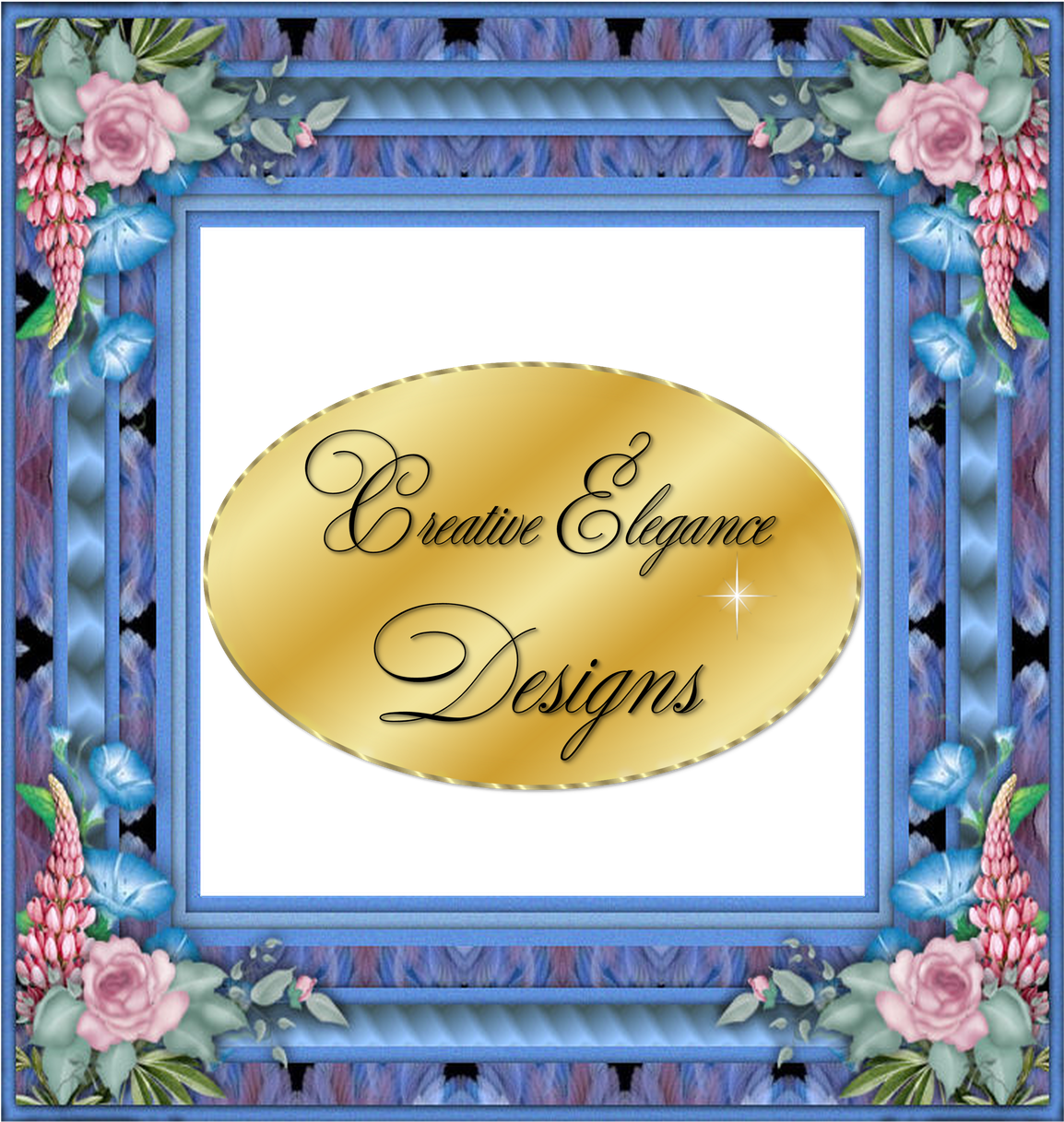 Floral Decorated Photo Frame PNG Image