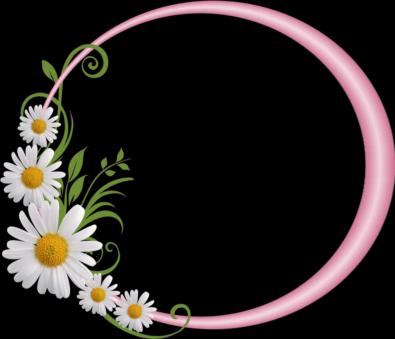 Floral Decorated Round Frame PNG Image