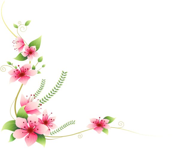 Floral Decoration Corner Design PNG Image