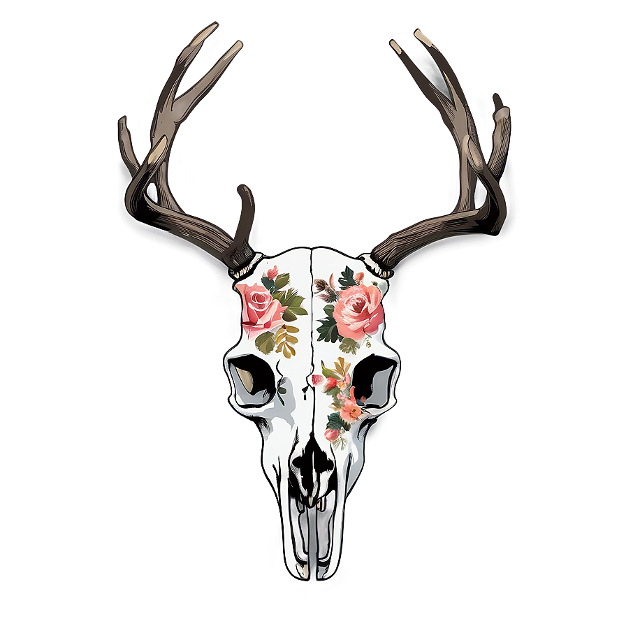 Floral Deer Skull Graphic Png Ieq82 PNG Image